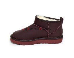 UGG CLASSIC ULTRA MINI LEATHER WINE RED