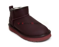 UGG CLASSIC ULTRA MINI LEATHER WINE RED