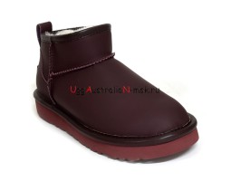 UGG CLASSIC ULTRA MINI LEATHER WINE RED