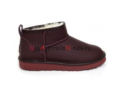 UGG CLASSIC ULTRA MINI LEATHER WINE RED