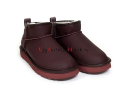 UGG CLASSIC ULTRA MINI LEATHER WINE RED