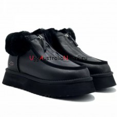 UGG FUNKETTE PLATFORM BOOTS LEATHER BLACK