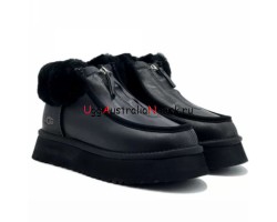 UGG FUNKETTE PLATFORM BOOTS LEATHER BLACK