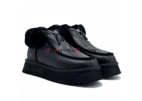 UGG FUNKETTE PLATFORM BOOTS LEATHER BLACK