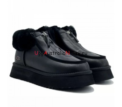 UGG FUNKETTE PLATFORM BOOTS LEATHER BLACK