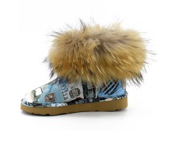 UGG JIMMY CHOO FOX FUR MINI TRAVEL BLUE