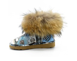 UGG JIMMY CHOO FOX FUR MINI TRAVEL BLUE