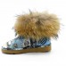 UGG JIMMY CHOO FOX FUR MINI TRAVEL BLUE