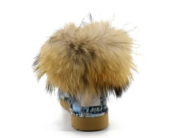 UGG JIMMY CHOO FOX FUR MINI TRAVEL BLUE