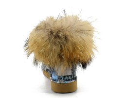 UGG JIMMY CHOO FOX FUR MINI TRAVEL BLUE