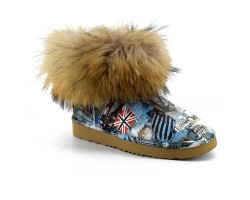 UGG JIMMY CHOO FOX FUR MINI TRAVEL BLUE