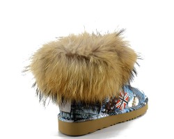 UGG JIMMY CHOO FOX FUR MINI TRAVEL BLUE