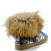 UGG JIMMY CHOO FOX FUR MINI TRAVEL BLUE