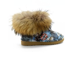 UGG JIMMY CHOO FOX FUR MINI TRAVEL BLUE