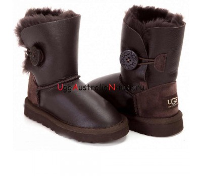 UGG KID'S BAILEY BUTTON METALLIC CHOCOLATE