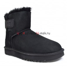 UGG MINI BAILEY LOGO STRAP SUEDE BLACK