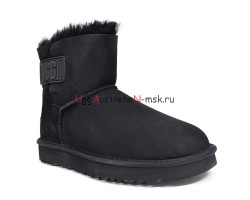 UGG MINI BAILEY LOGO STRAP SUEDE BLACK