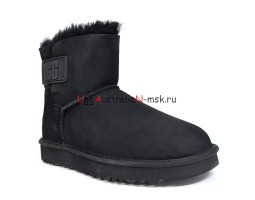 UGG MINI BAILEY LOGO STRAP SUEDE BLACK