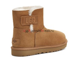 UGG MINI BAILEY LOGO STRAP SUEDE CHESTNUT