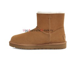 UGG MINI BAILEY LOGO STRAP SUEDE CHESTNUT