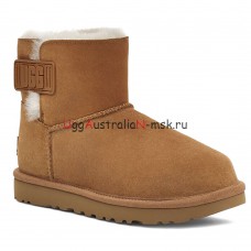 UGG MINI BAILEY LOGO STRAP SUEDE CHESTNUT