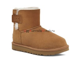 UGG MINI BAILEY LOGO STRAP SUEDE CHESTNUT