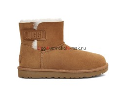 UGG MINI BAILEY LOGO STRAP SUEDE CHESTNUT