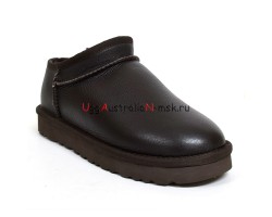 UGG CLASSIC II ULTRA MINI LEATHER CHOCOLATE