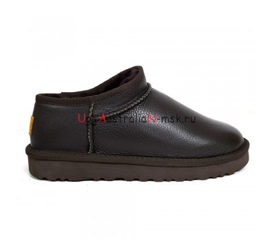 UGG CLASSIC II ULTRA MINI LEATHER CHOCOLATE