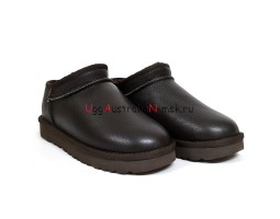 UGG CLASSIC II ULTRA MINI LEATHER CHOCOLATE