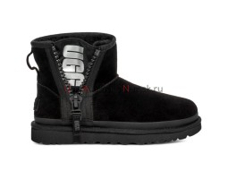 UGG CLASSIC MINI ZIPPER TAPE LOGO BLACK