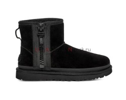 UGG CLASSIC MINI ZIPPER TAPE LOGO BLACK