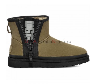 UGG CLASSIC MINI ZIPPER TAPE BURNT OLIVE