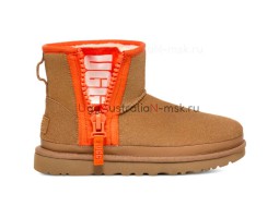 UGG CLASSIC MINI ZIPPER TAPE LOGO CHESTNUT