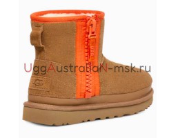 UGG CLASSIC MINI ZIPPER TAPE LOGO CHESTNUT