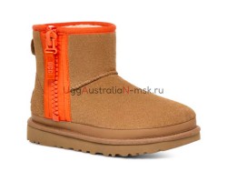 UGG CLASSIC MINI ZIPPER TAPE LOGO CHESTNUT