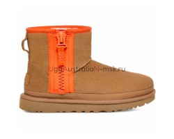 UGG CLASSIC MINI ZIPPER TAPE LOGO CHESTNUT