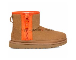 UGG CLASSIC MINI ZIPPER TAPE LOGO CHESTNUT