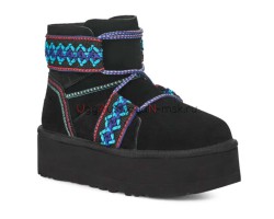 UGG CLASSIC MINI II BRAID PLATFORM BLACK