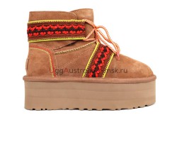 UGG CLASSIC MINI II BRAID PLATFORM CHESTNUT