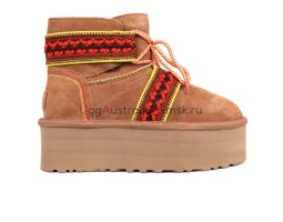 UGG CLASSIC MINI II BRAID PLATFORM CHESTNUT