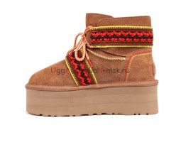 UGG CLASSIC MINI II BRAID PLATFORM CHESTNUT