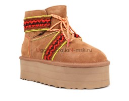 UGG CLASSIC MINI II BRAID PLATFORM CHESTNUT