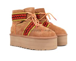 UGG CLASSIC MINI II BRAID PLATFORM CHESTNUT