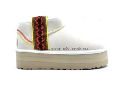 UGG CLASSIC ULTRA MINI BRAID PLATFORM WHITE