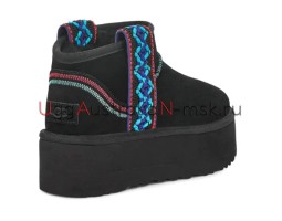 UGG CLASSIC ULTRA MINI BRAID PLATFORM BLACK
