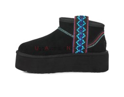 UGG CLASSIC ULTRA MINI BRAID PLATFORM BLACK