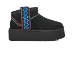 UGG CLASSIC ULTRA MINI BRAID PLATFORM BLACK