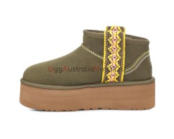 UGG CLASSIC ULTRA MINI BRAID PLATFORM BURT OLIVE