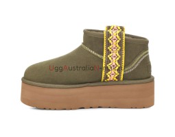 UGG CLASSIC ULTRA MINI BRAID PLATFORM BURT OLIVE